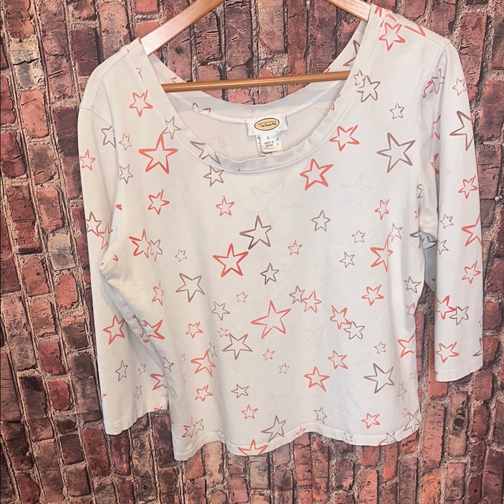 Talbots Women's Star Print Long-Sleeve Top, Size Large